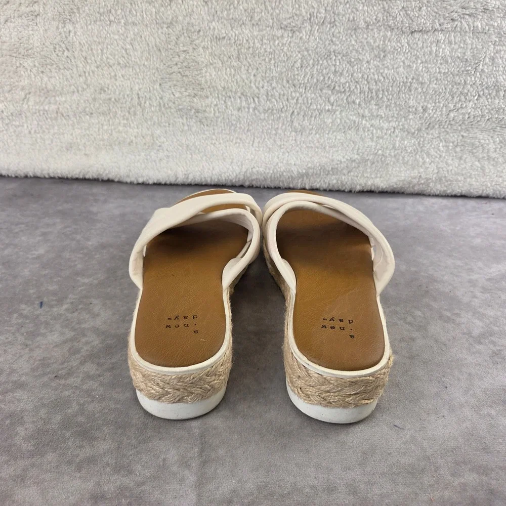 A New Day Womens Cream Crisscross Espadrille Platform Slide Sandals 6.5